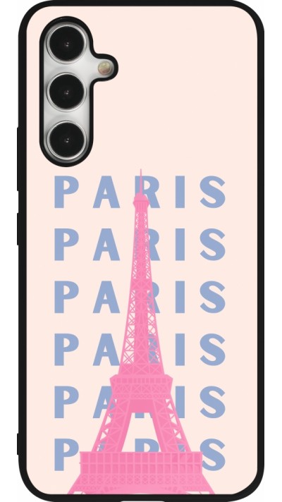 Samsung Galaxy A54 Case Hülle - Silikon schwarz Paris Pink Print