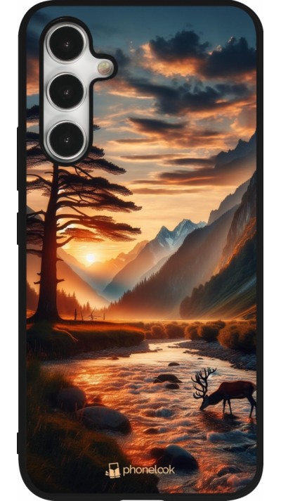 Coque Samsung Galaxy A54 5G - Silicone rigide noir Valley Sunset Deer Tree