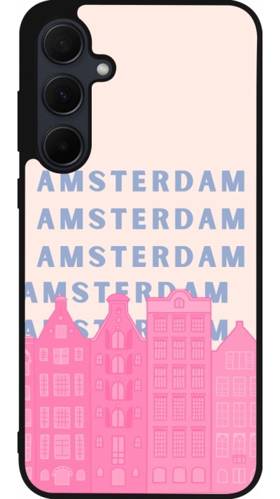 Samsung Galaxy A55 5G Case Hülle - Silikon schwarz Amsterdam Pink Print