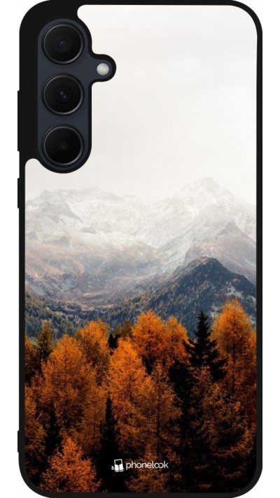 Samsung Galaxy A55 5G Case Hülle - Silikon schwarz Autumn 21 Forest Mountain