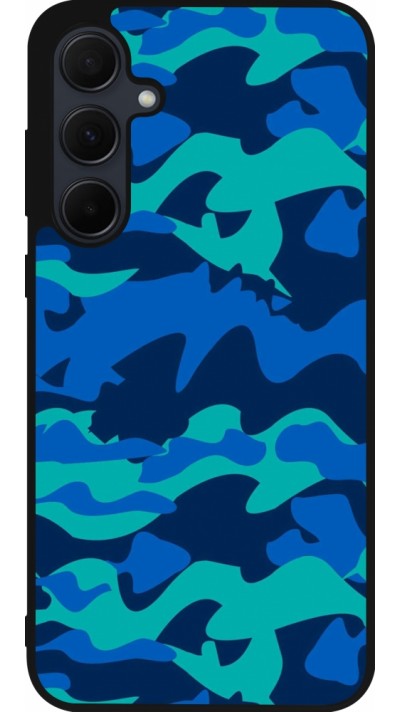 Samsung Galaxy A55 5G Case Hülle - Silikon schwarz Camo Blue