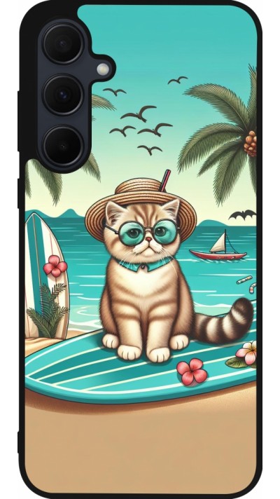 Samsung Galaxy A55 5G Case Hülle - Silikon schwarz Chat Surf Stil