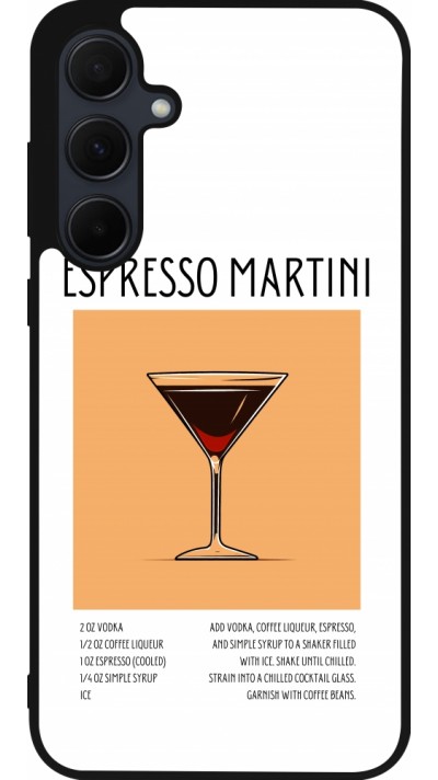 Samsung Galaxy A55 5G Case Hülle - Silikon schwarz Cocktail Rezept Espresso Martini