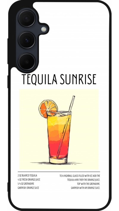 Samsung Galaxy A55 5G Case Hülle - Silikon schwarz Cocktail Rezept Tequila Sunrise