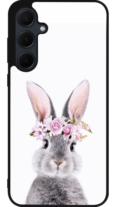 Samsung Galaxy A55 5G Case Hülle - Silikon schwarz Easter 2023 flower bunny