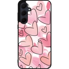 Samsung Galaxy A55 5G Case Hülle - Silikon schwarz Easter 2023 pink hearts