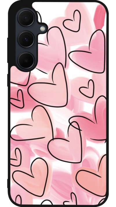 Samsung Galaxy A55 5G Case Hülle - Silikon schwarz Easter 2023 pink hearts