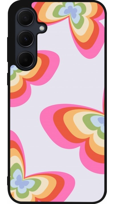 Samsung Galaxy A55 5G Case Hülle - Silikon schwarz Easter 2024 rainbow butterflies