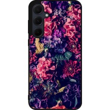 Samsung Galaxy A55 5G Case Hülle - Silikon schwarz Flowers Dark