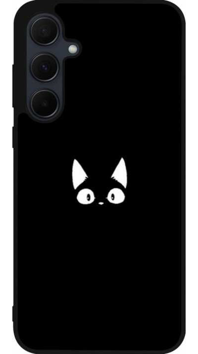 Samsung Galaxy A55 5G Case Hülle - Silikon schwarz Funny cat on black