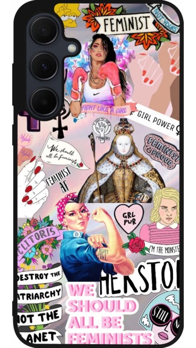 Samsung Galaxy A55 5G Case Hülle - Silikon schwarz Girl Power Collage