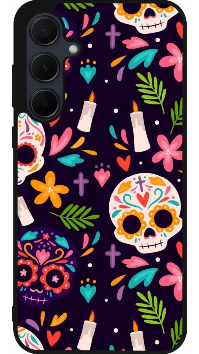 Samsung Galaxy A55 5G Case Hülle - Silikon schwarz Halloween 2023 mexican style