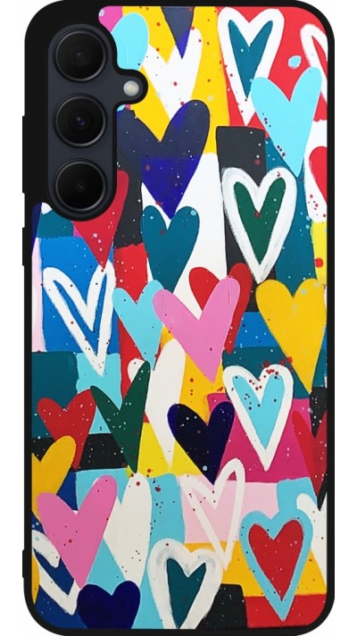 Samsung Galaxy A55 5G Case Hülle - Silikon schwarz Joyful Hearts