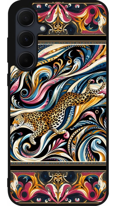 Samsung Galaxy A55 5G Case Hülle - Silikon schwarz Leopard Abstrakte Kunst