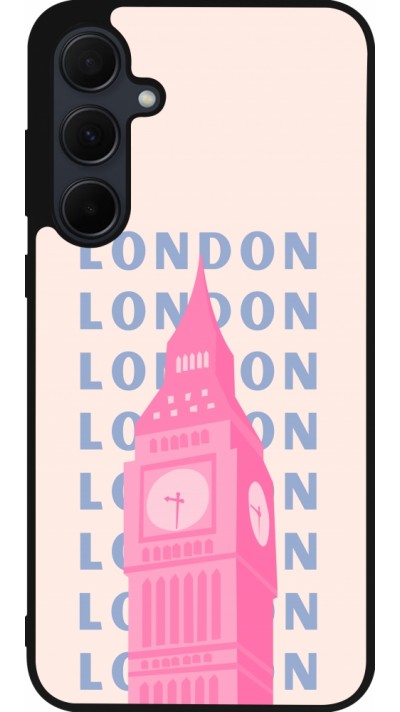 Samsung Galaxy A55 5G Case Hülle - Silikon schwarz London Pink Print