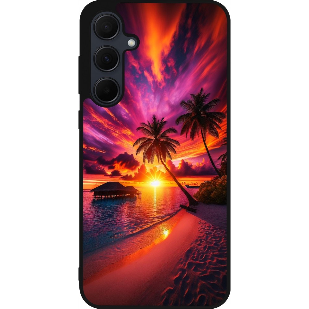 Samsung Galaxy A55 5G Case Hülle - Silikon schwarz Malediven Abenddämmerung Glückseligkeit