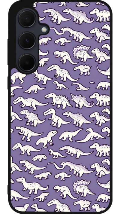 Samsung Galaxy A55 5G Case Hülle - Silikon schwarz Mini-Dino-Muster violett