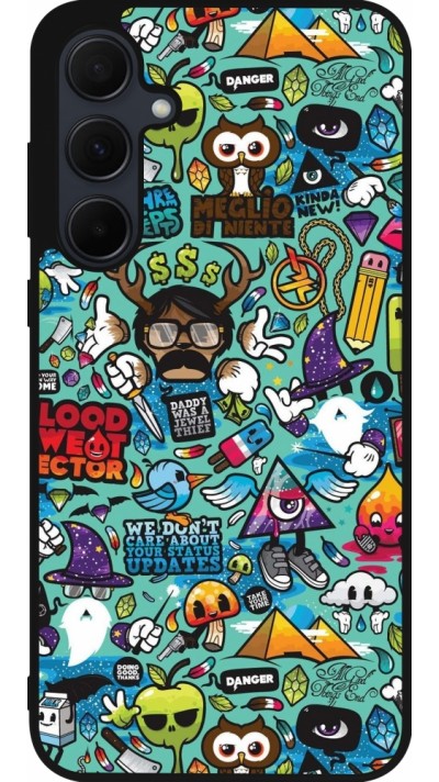 Samsung Galaxy A55 5G Case Hülle - Silikon schwarz Mixed Cartoons Turquoise