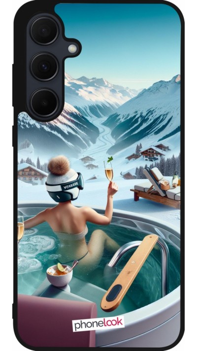 Coque Samsung Galaxy A55 5G - Silicone rigide noir Montagne Glamour Jacuzzi