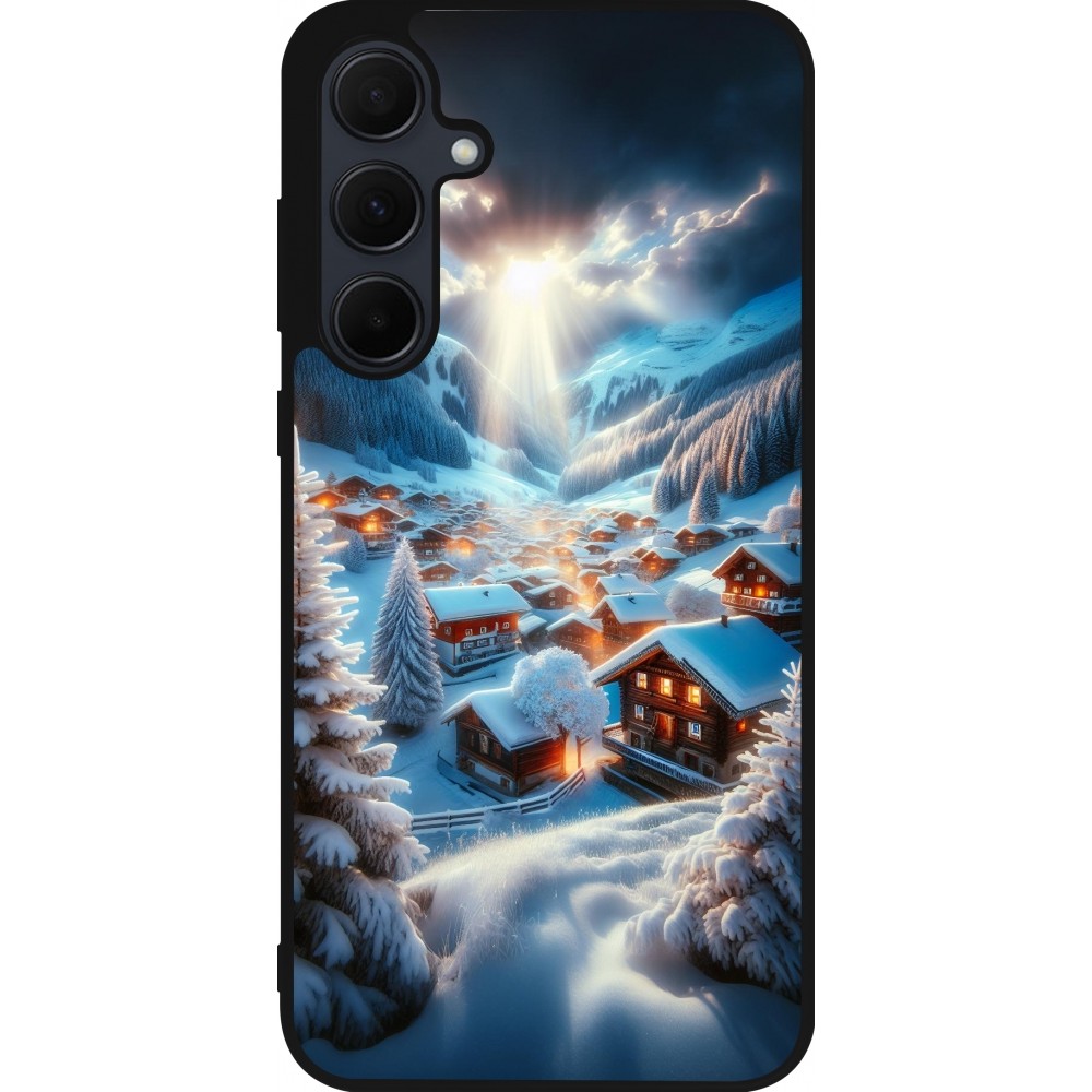 Samsung Galaxy A55 5G Case Hülle - Silikon schwarz Berg Schnee Licht