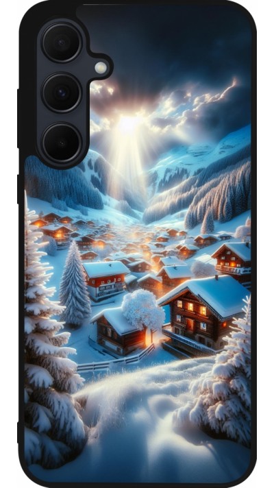 Samsung Galaxy A55 5G Case Hülle - Silikon schwarz Berg Schnee Licht