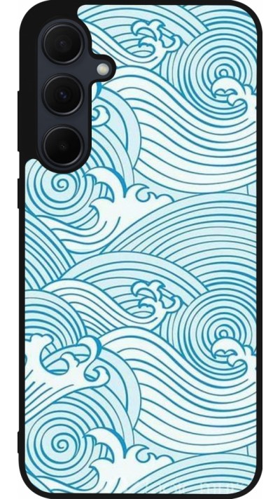 Coque Samsung Galaxy A55 5G - Silicone rigide noir Ocean Waves