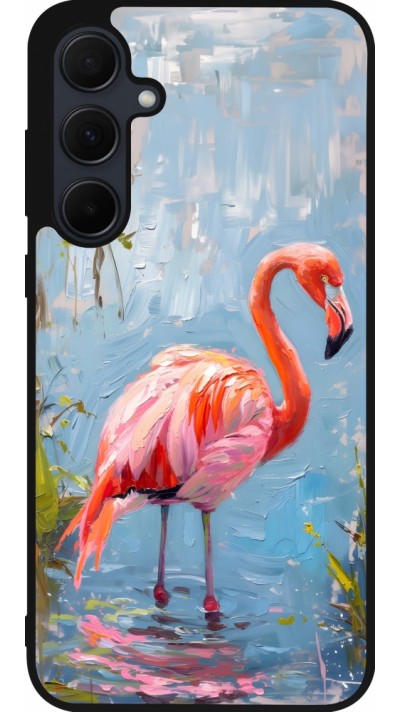 Coque Samsung Galaxy A55 5G - Silicone rigide noir Paint Flamingo