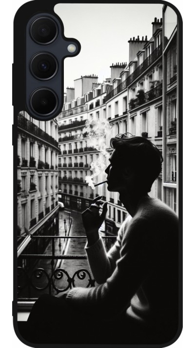 Coque Samsung Galaxy A55 5G - Silicone rigide noir Parisian Smoker