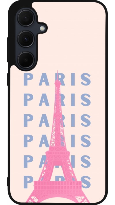 Coque Samsung Galaxy A55 5G - Silicone rigide noir Paris Pink Print