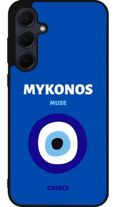 Coque Samsung Galaxy A55 5G - Silicone rigide noir Pop Summer Destination Mykonos