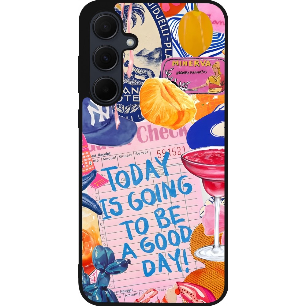 Samsung Galaxy A55 5G Case Hülle - Silikon schwarz Preppy Today is Going to be a good day