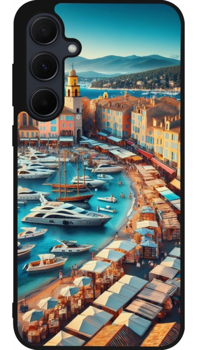 Samsung Galaxy A55 5G Case Hülle - Silikon schwarz Saint-Tropez Strand