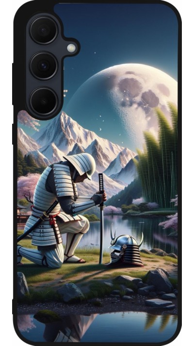 Samsung Galaxy A55 5G Case Hülle - Silikon schwarz Samurai Katana Mond