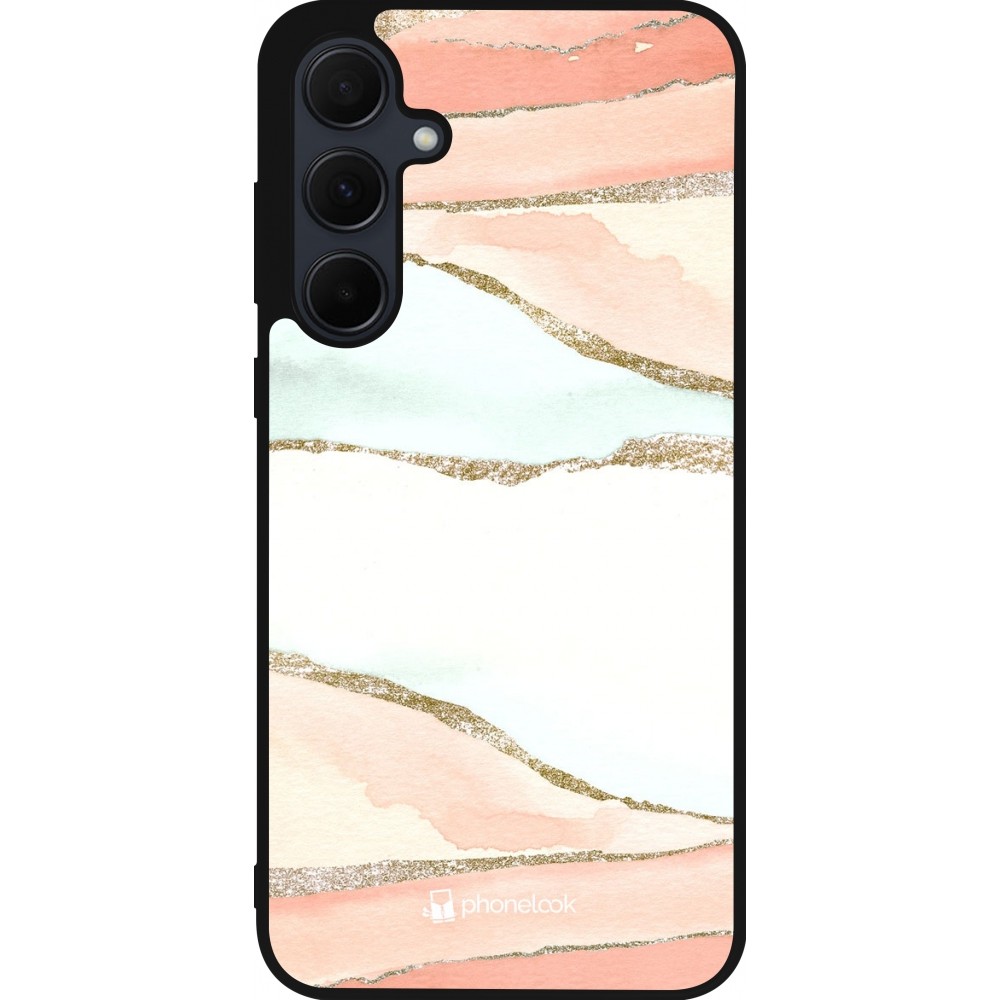 Samsung Galaxy A55 5G Case Hülle - Silikon schwarz Shimmering Orange