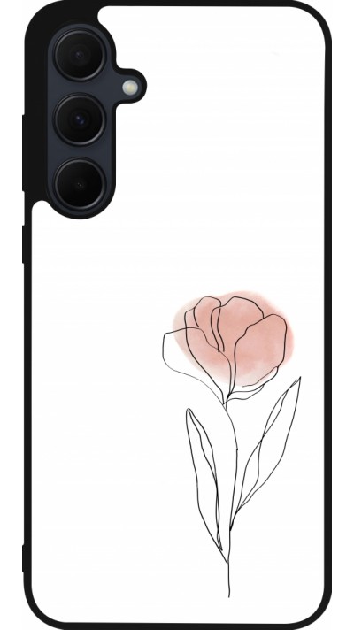 Samsung Galaxy A55 5G Case Hülle - Silikon schwarz Spring 23 minimalist flower