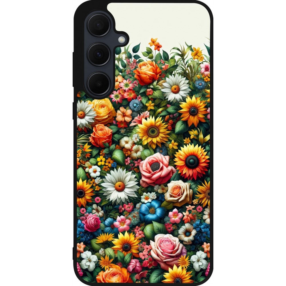 Samsung Galaxy A55 5G Case Hülle - Silikon schwarz Sommer Blumenmuster