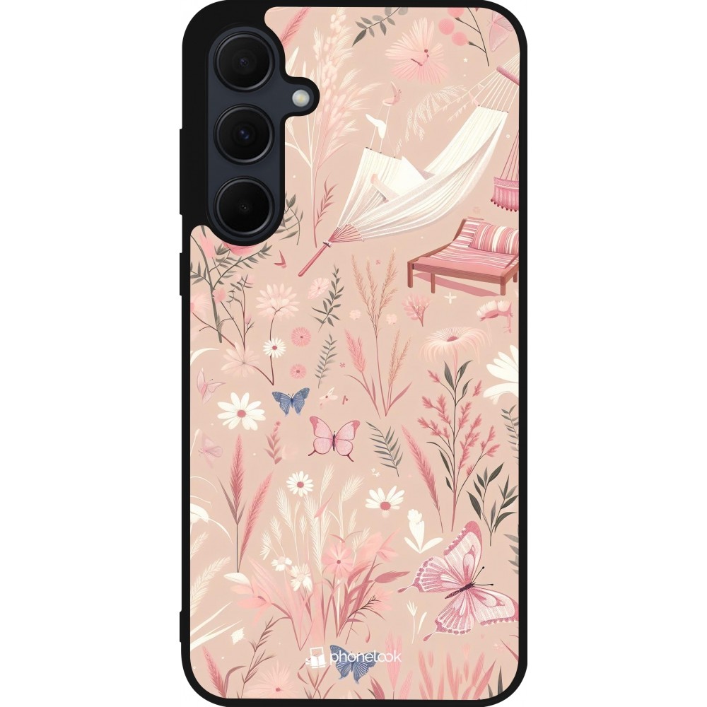 Samsung Galaxy A55 5G Case Hülle - Silikon schwarz Sommer Pastellmuster