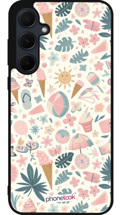 Samsung Galaxy A55 5G Case Hülle - Silikon schwarz Sommer Pink Muster