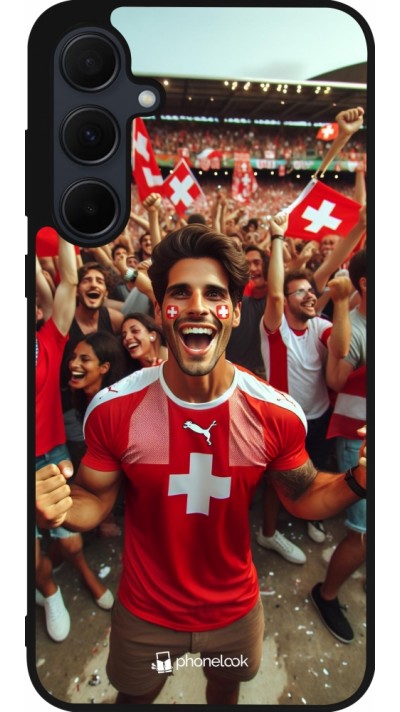 Samsung Galaxy A55 5G Case Hülle - Silikon schwarz Schweizer Fan Euro 2024