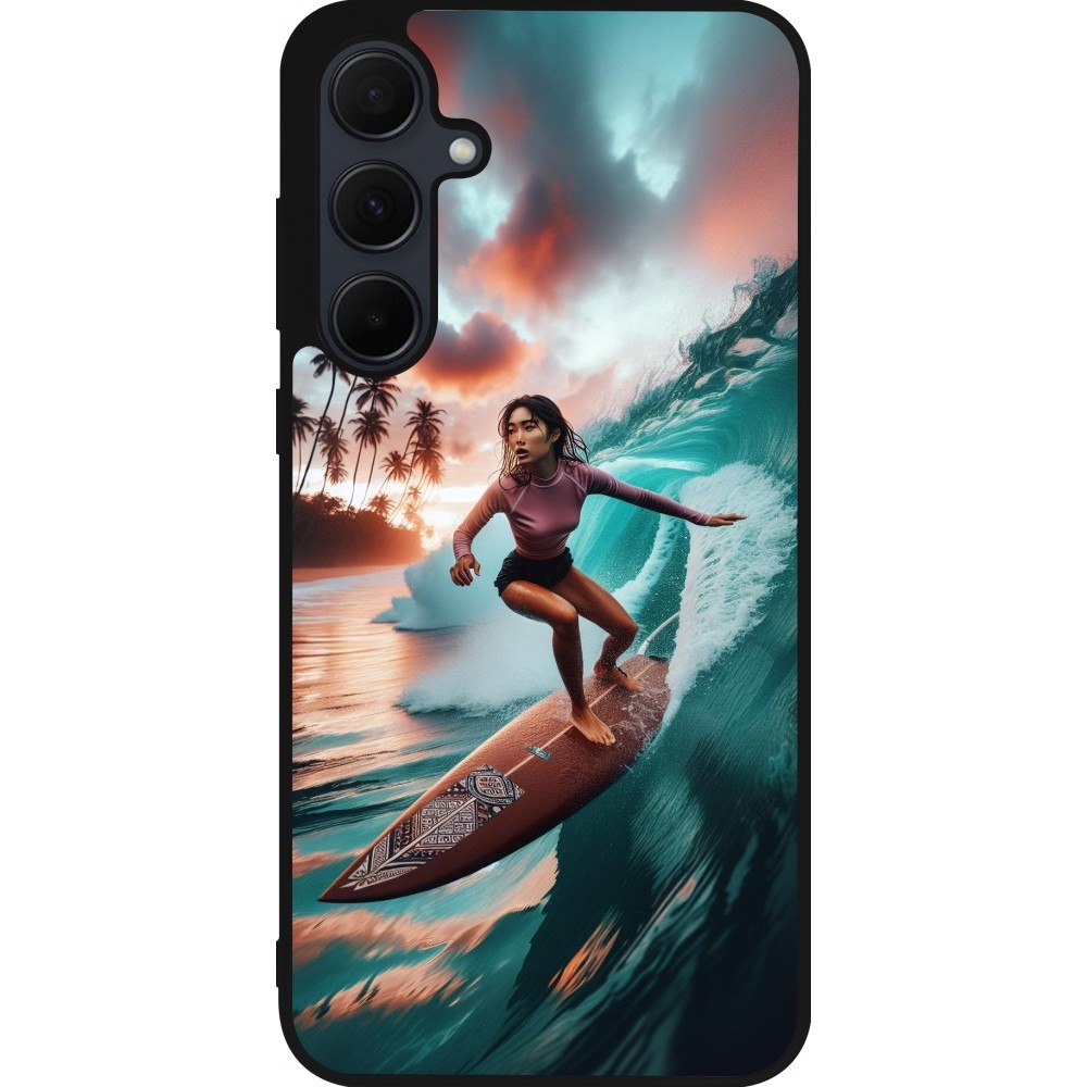 Samsung Galaxy A55 5G Case Hülle - Silikon schwarz Surferin aus Bali