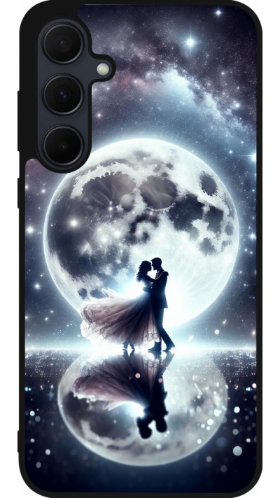 Samsung Galaxy A55 5G Case Hülle - Silikon schwarz Valentin 2024 Liebe unter dem Mond