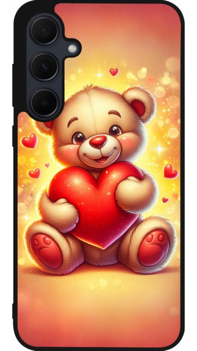 Samsung Galaxy A55 5G Case Hülle - Silikon schwarz Valentin 2024 Teddy Liebe