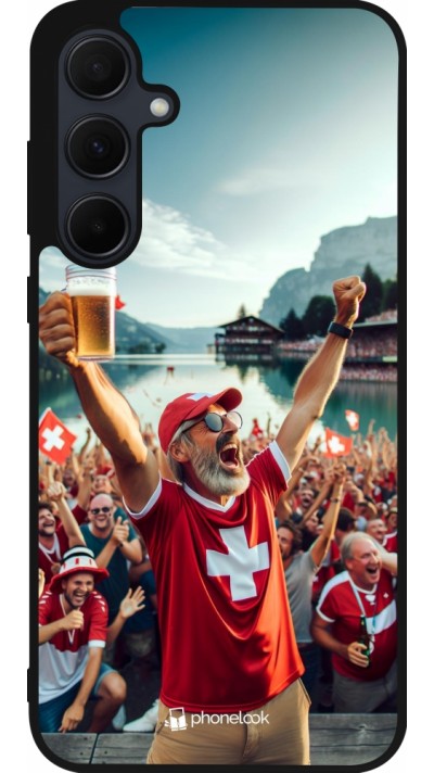 Samsung Galaxy A55 5G Case Hülle - Silikon schwarz Schweizer Sieg Fanzone Euro 2024