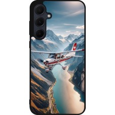 Samsung Galaxy A55 5G Case Hülle - Silikon schwarz Schweizer Alpenflug