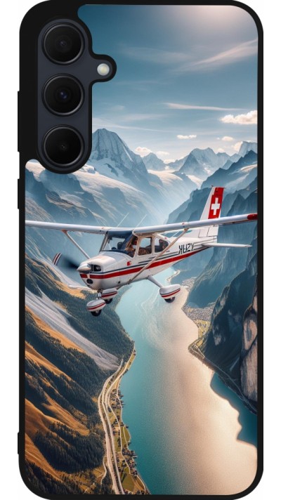 Samsung Galaxy A55 5G Case Hülle - Silikon schwarz Schweizer Alpenflug