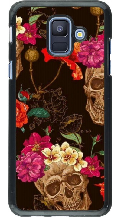 Hülle Samsung Galaxy A6 - Skulls and flowers