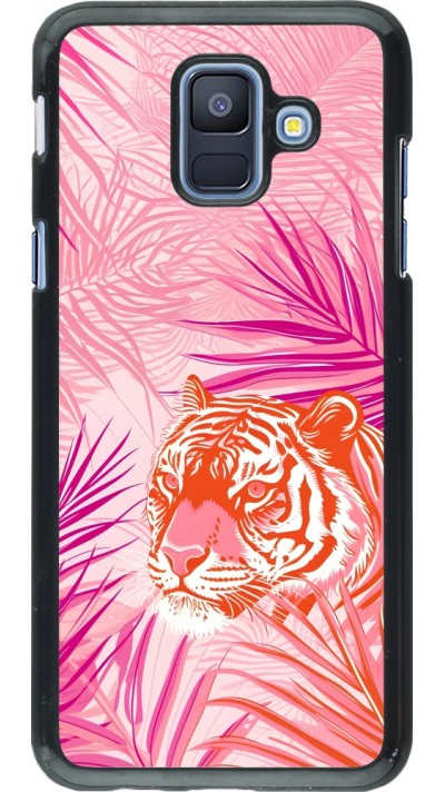 Samsung Galaxy A6 Case Hülle - Tiger Palmen rosa