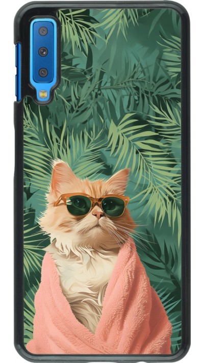 Samsung Galaxy A7 Case Hülle - Cat Summer Palms