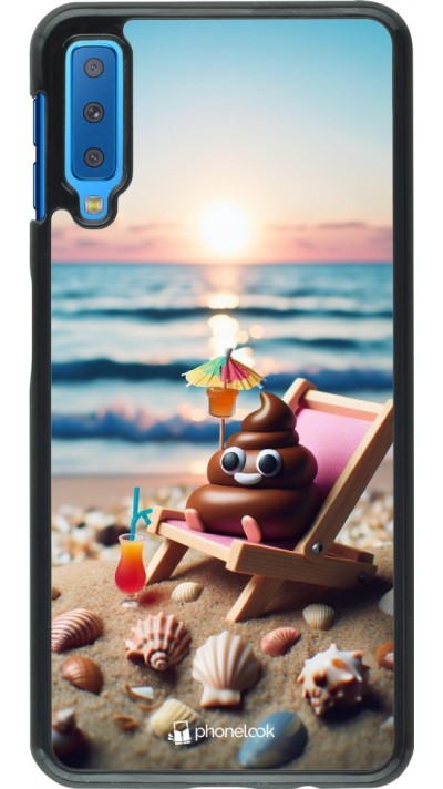 Samsung Galaxy A7 Case Hülle - Kackhaufen Emoji auf Liegestuhl