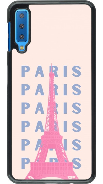 Samsung Galaxy A7 Case Hülle - Paris Pink Print